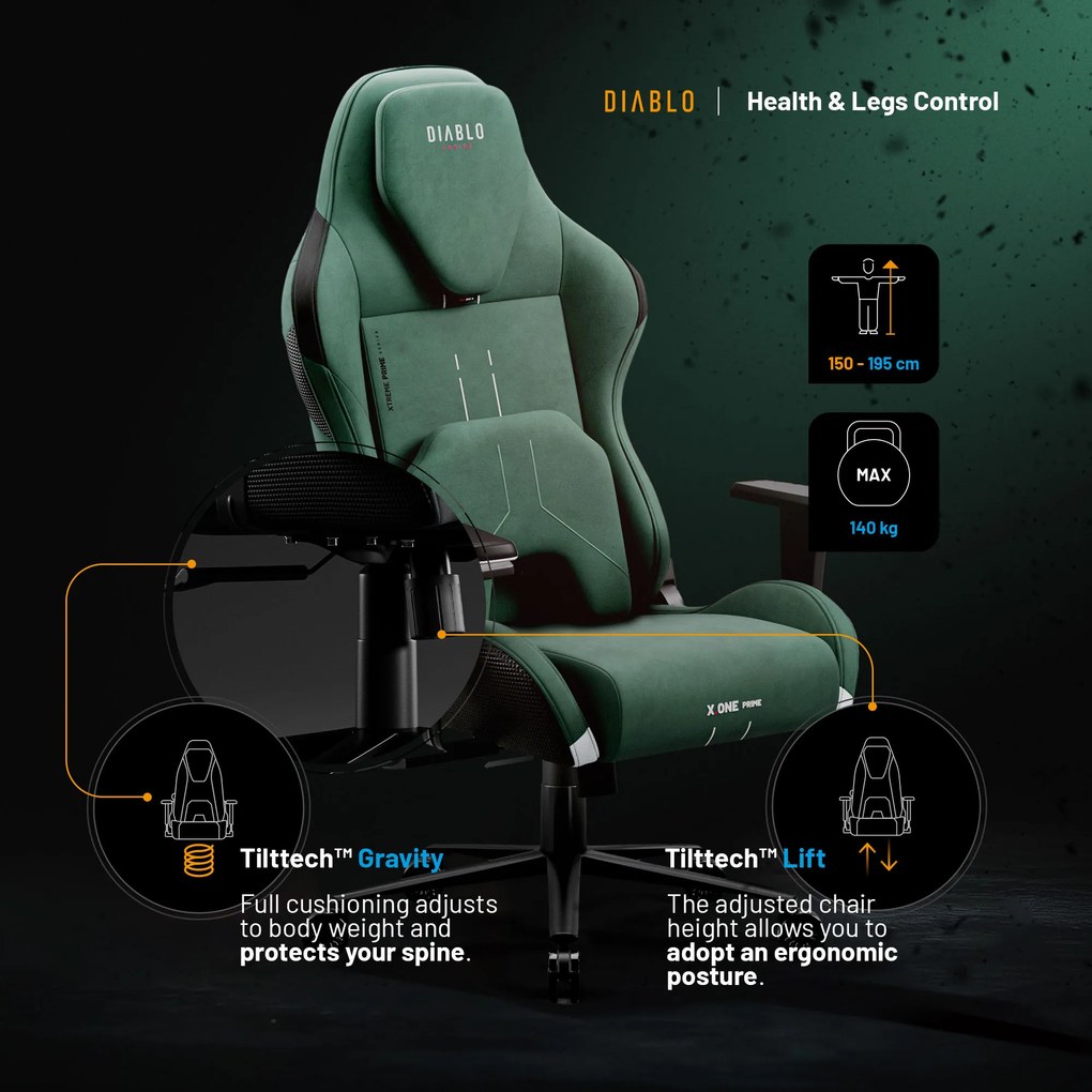 Herné kreslo zelené Normal Size: Diablo X-One Prime Forest Green