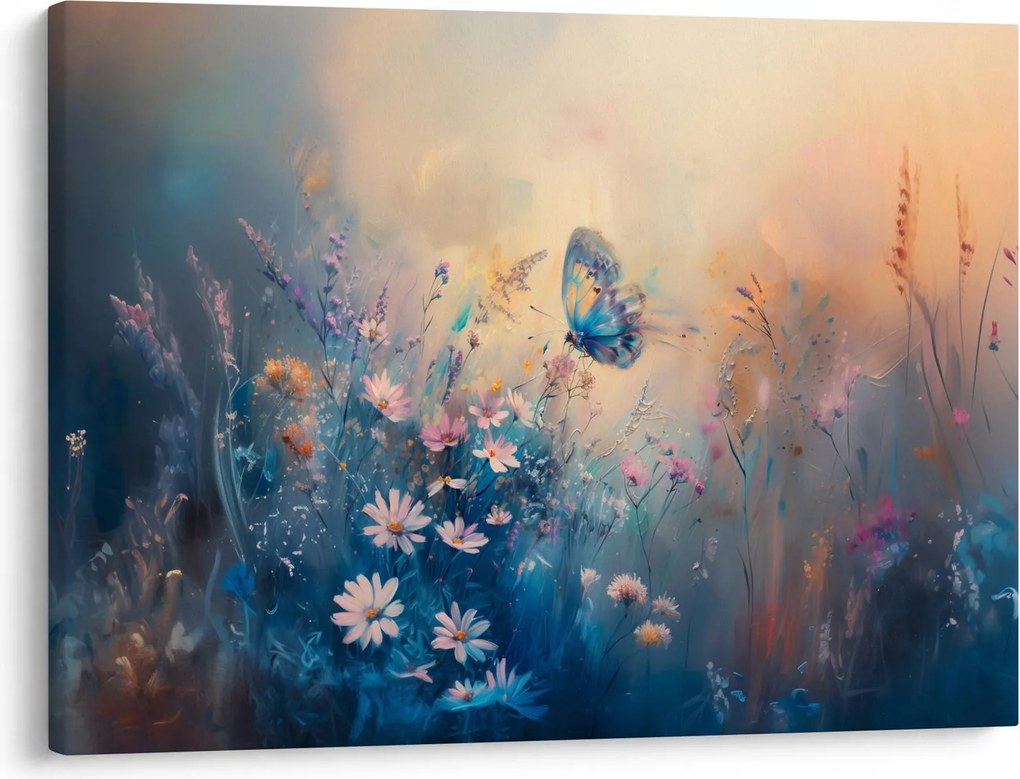 Obraz - Lúka s motýľom (70x50 cm)