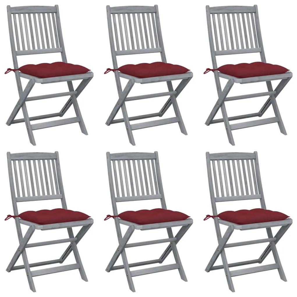 Skladacie záhradné stoličky s podložkami 6 ks akáciový masív 3065458