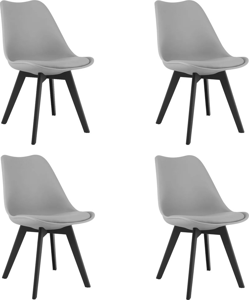 Set 4 stoličiek MARK sivé / čierne nohy