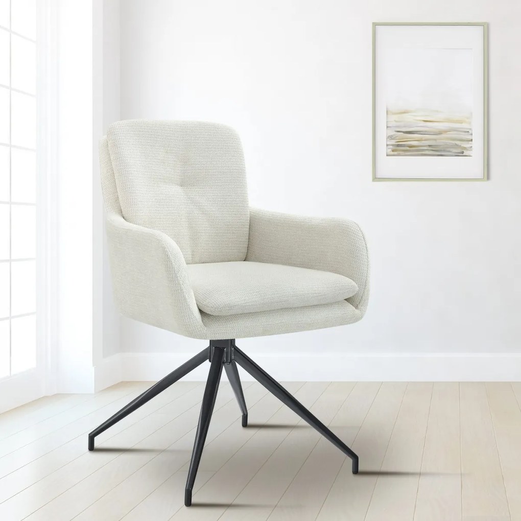 Jedálenská stolička Pickett - látka - krémová