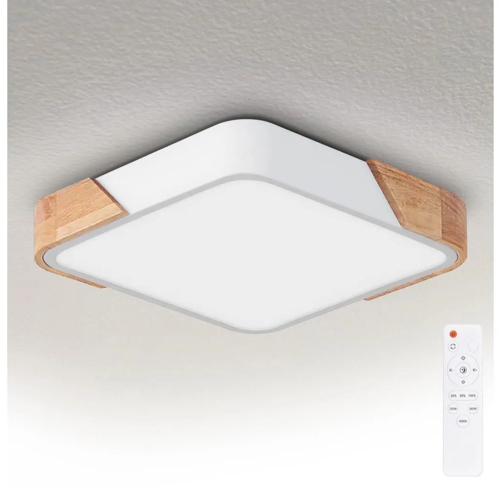 Brilagi - stmievateľné LED svietidlo PILANA LED/48W/230V dub/biela 42x42 cm + diaľkový ovládač