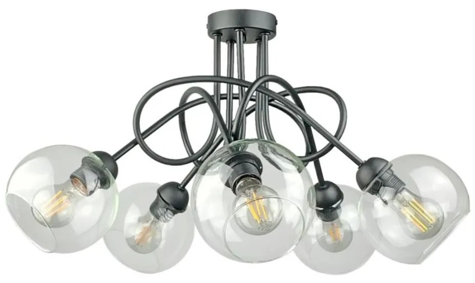 Prisadený luster EVIE 5xE27/60W/230V antracit/číra