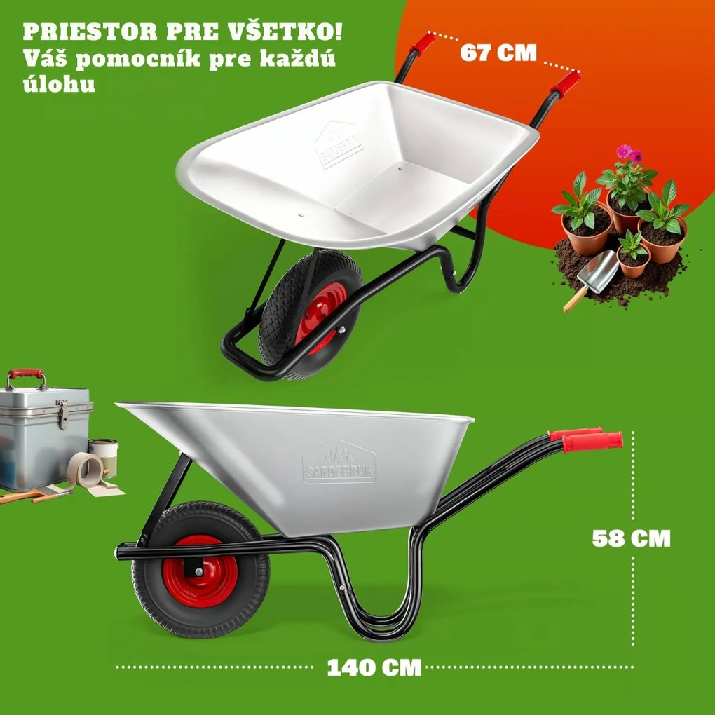 Fúrik BARRY pozinkovaný, max. kapacita 100l/250kg, strieborná/čierna Gardebruk