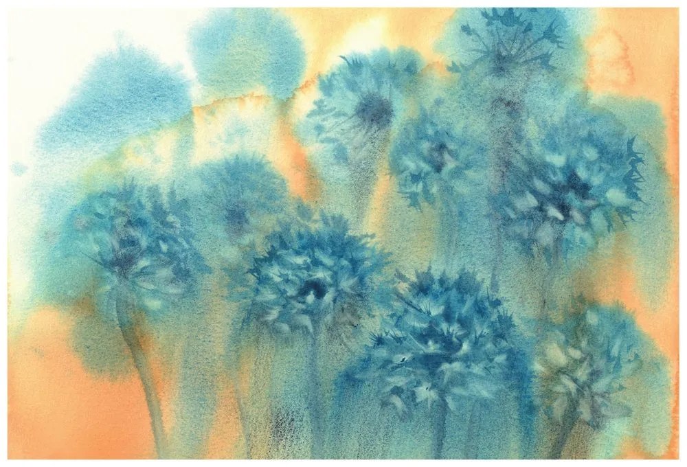 Samolepiaca tapeta modrá púpava v akvarelovom prevedení