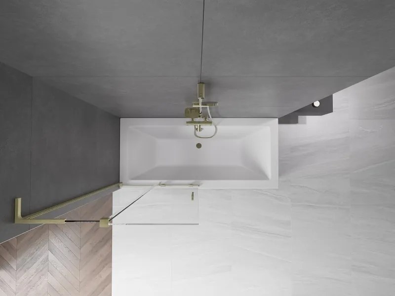 Mexen Velar L, 2-krídlová posuvná vaňová zástena 95 x 150 cm, 8mm číre sklo, zlatý matný profil, 896-095-003-01-55
