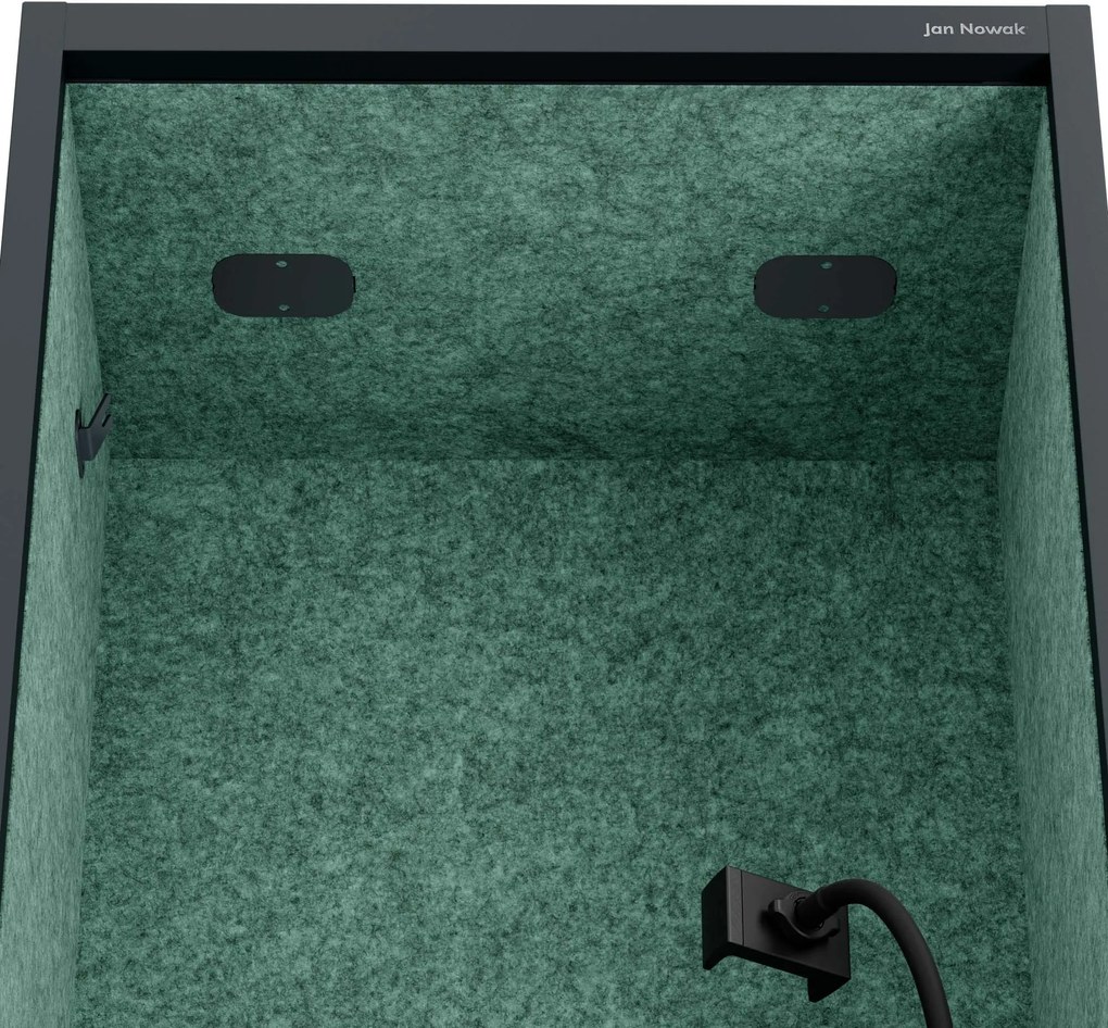 Akustická kabína SALLY MentalBox 600 mm – antracitový korpus, zelené sedadlo