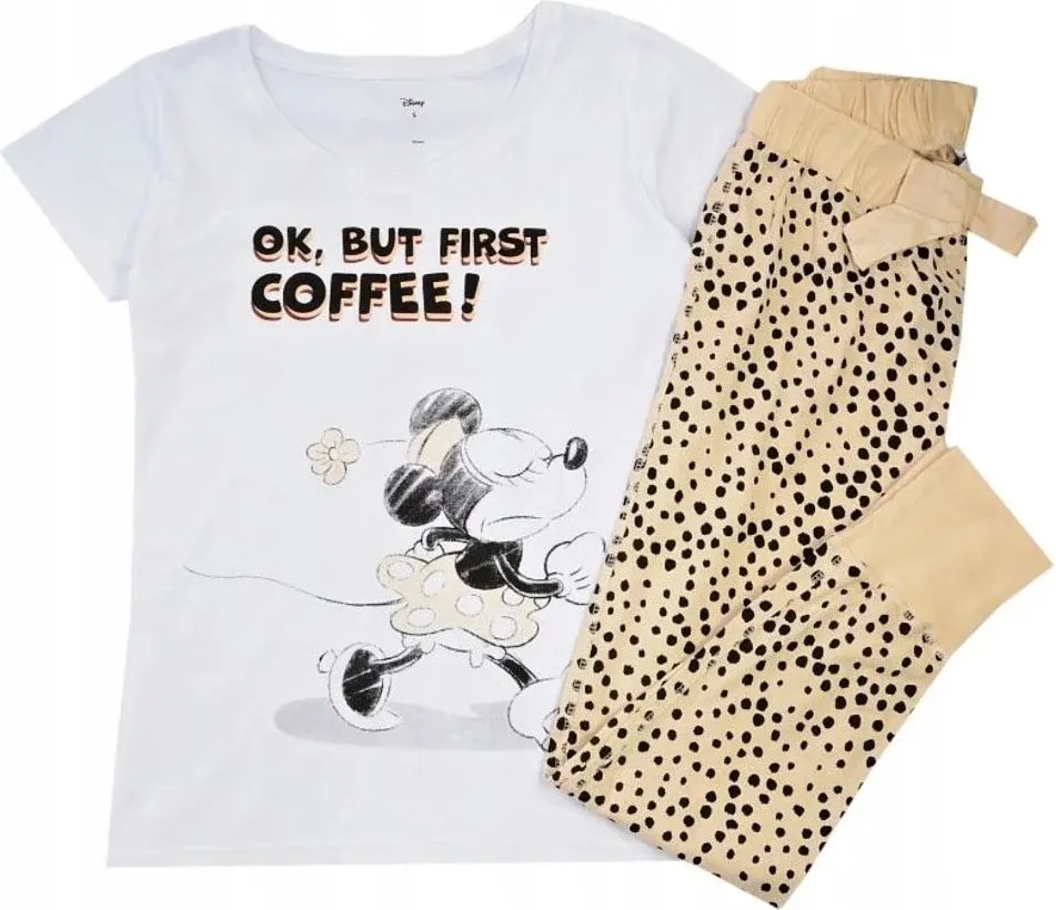 Dámske pyžamo Minnie Mouse - Disney - motív Ok, but first coffee - 100% bavlna, XL