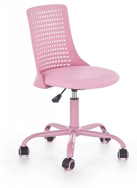 Detská stolička na kolieskach PURE - ekokoža, ružová