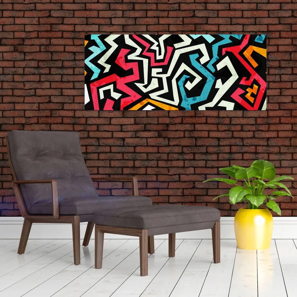 Obraz grafické abstrakcie (120x50 cm)