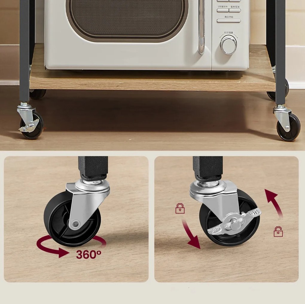 Odkladací stolík na kolieskach s 3 policami TAYLOR ARTISAN 60x40 cm