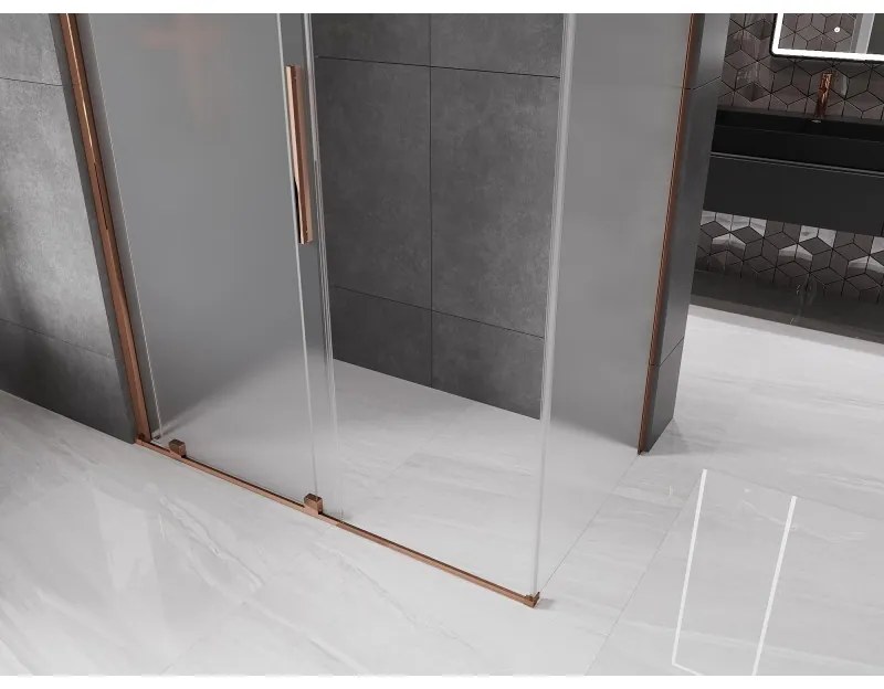 Mexen Velar, sprchový kút s posuvnými dverami 150 x 90 cm, 8mm sklo námraza, ružové zlato, 871-150-090-31-55
