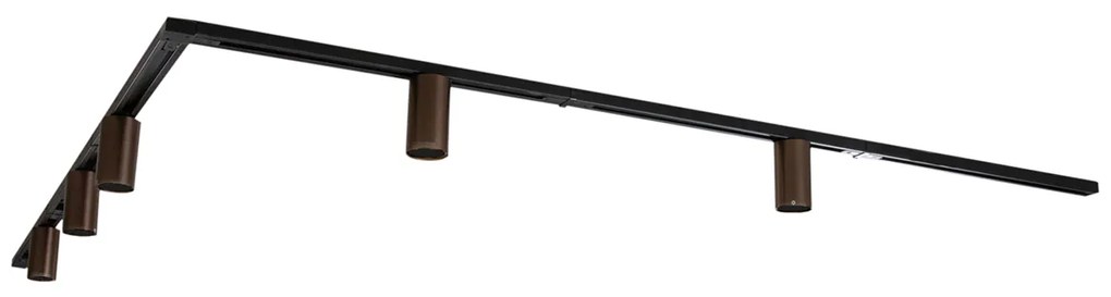 Moderný koľajnicový systém s 5 tmavými bronzovými bodovými svetlami 1-fázový GU10 50 mm - Iconic Ruby