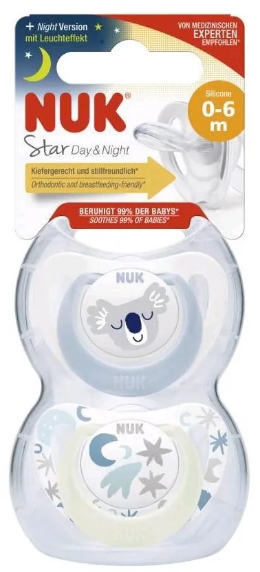 Dojčenský cumlík NUK Star Deň a Noc 0-6 m 2ks/BOX chlapec, vel. 0-6 m