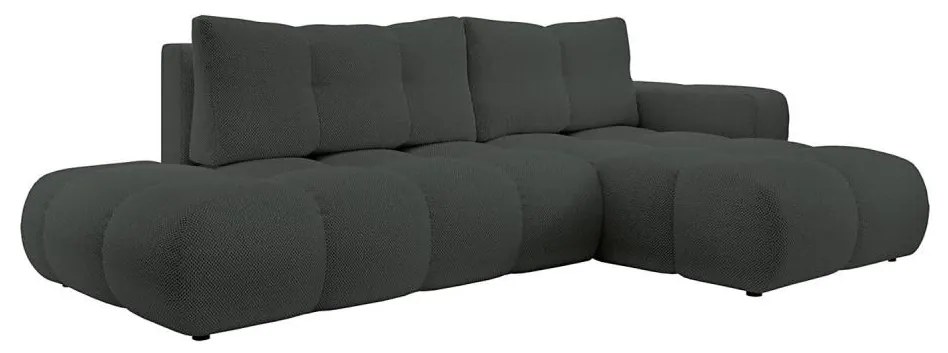 Rozkladacia rohová čalúnená sedacia súprava s úložným priestorom do tvaru L ALMADA pravá antracitová