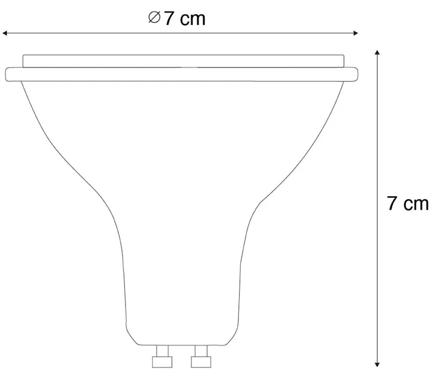 Sada 5 GU10 3-krokových stmievateľných Kelvin LED žiaroviek 70 mm 6 W 500 lm 2200 - 3600 K