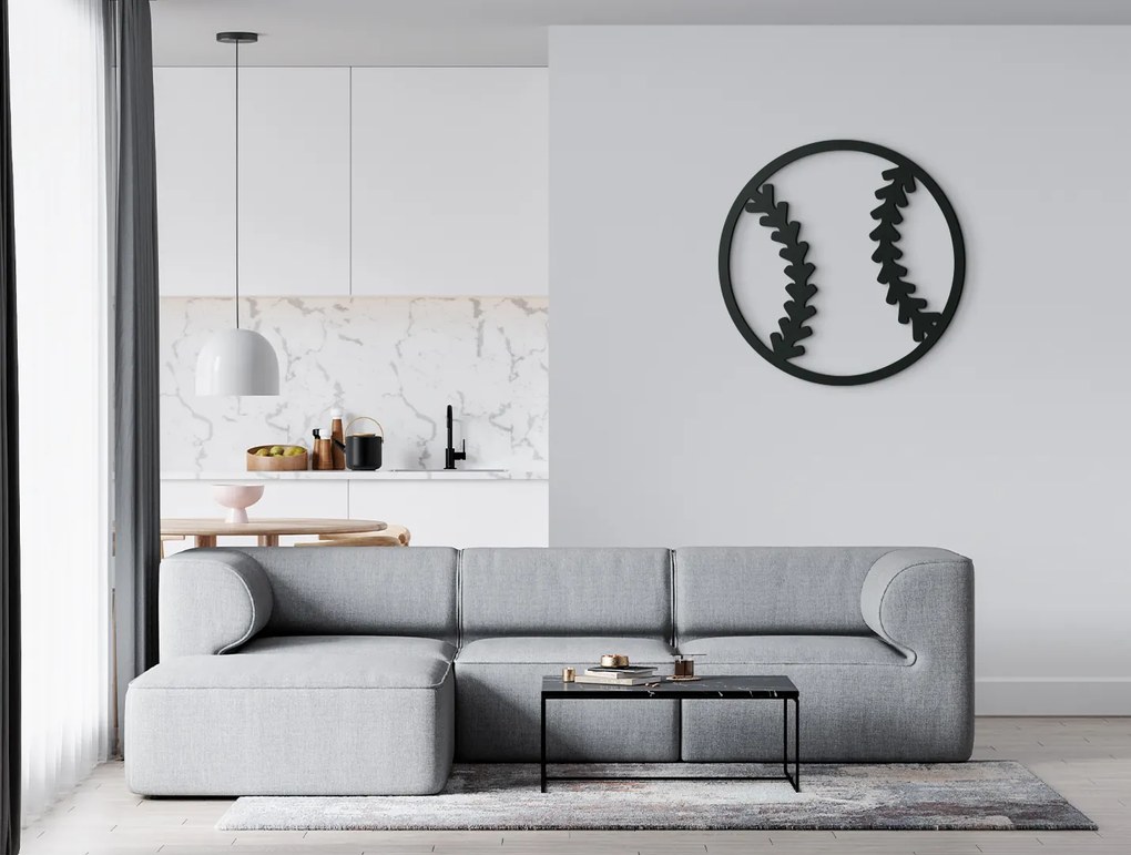 drevko Drevená nálepka Baseballová lopta Rozmer obrazu: 32,5 x 32,5 cm, Farba dekorácie: Čierna