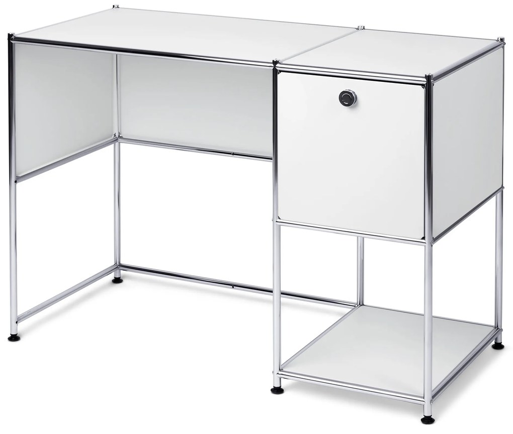 Kovový písací stôl »CN3« s výklopnými dvierkami, biely