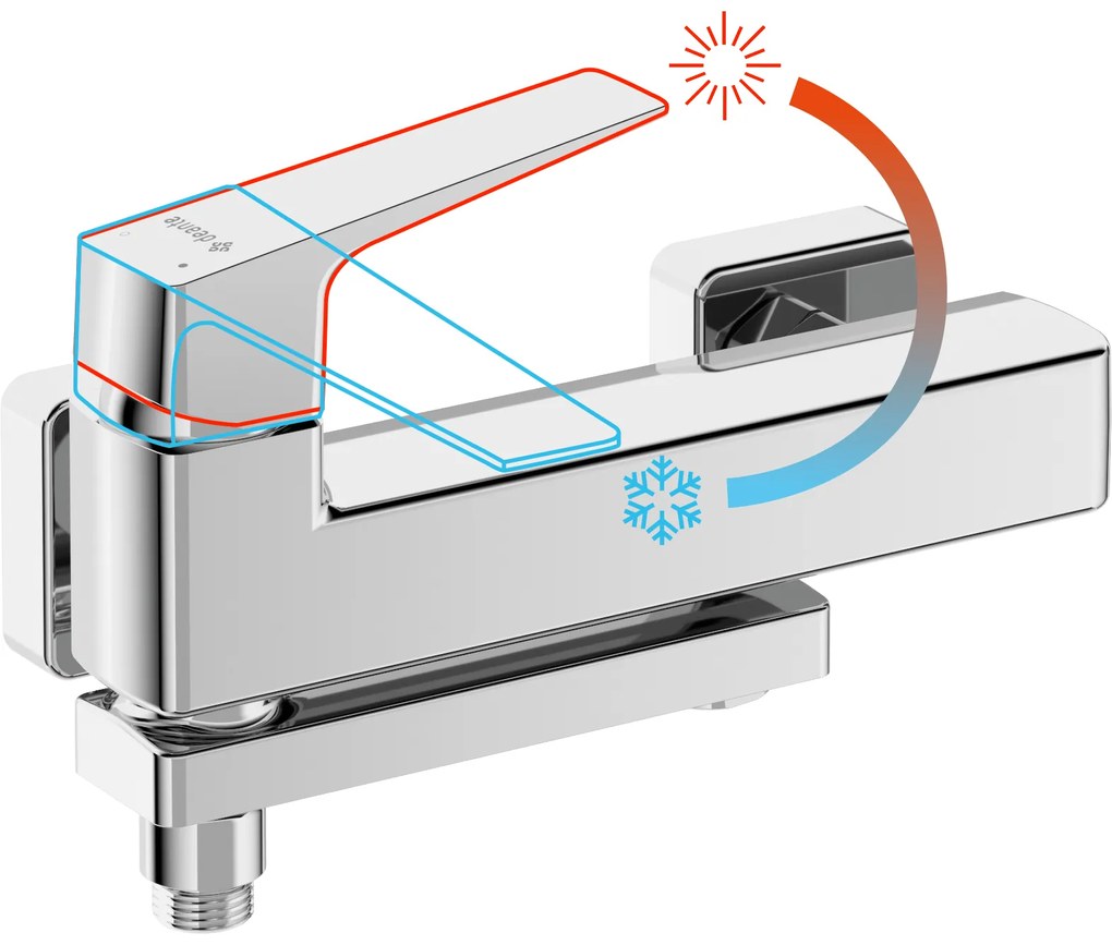 Deante Blur, nástenná vaňová batéria s otočným výtokom, 150 mm, chrómová, DEA-BQL_012M
