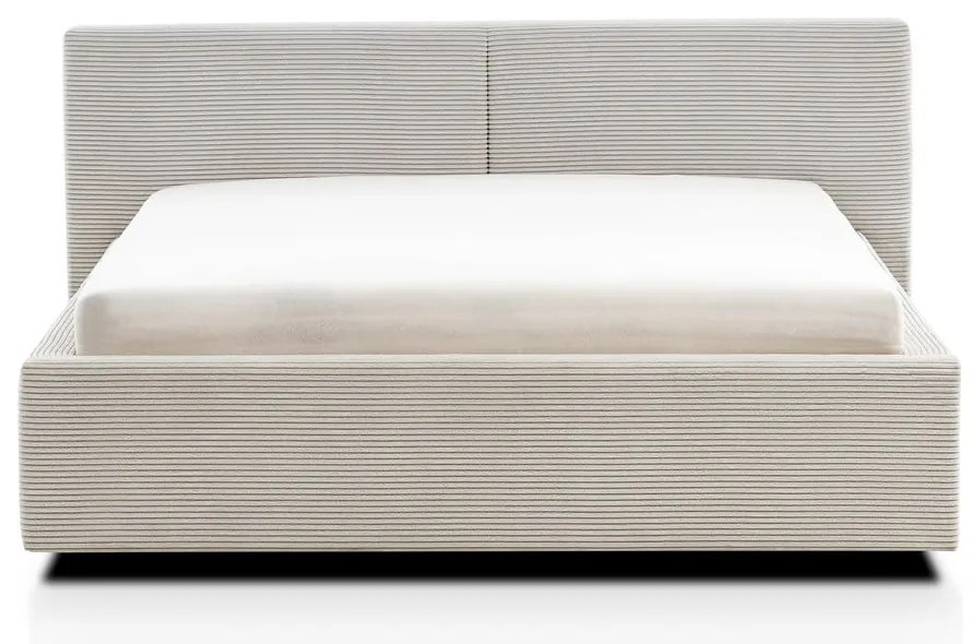 Béžová čalúnená dvojlôžková posteľ s úložným priestorom s roštom 140x200 cm Cube – Meise Möbel