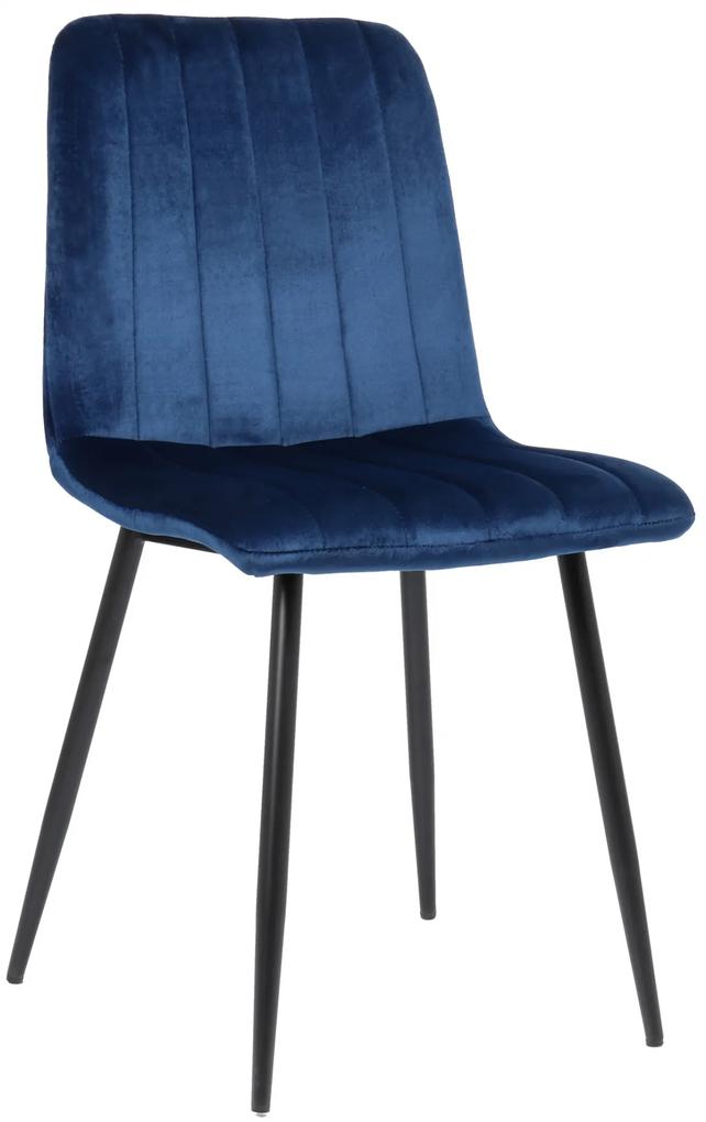 Jedálenská stolička Dijon ~ zamat, kovové nohy čierne - Modrá