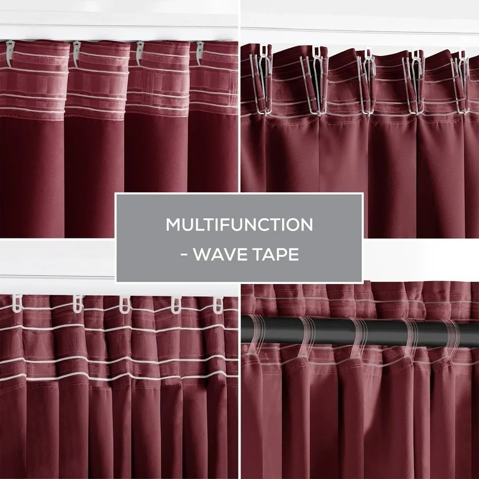 Restilo Záves Blackout Oxford Pleat vínová, 140 x 245 cm