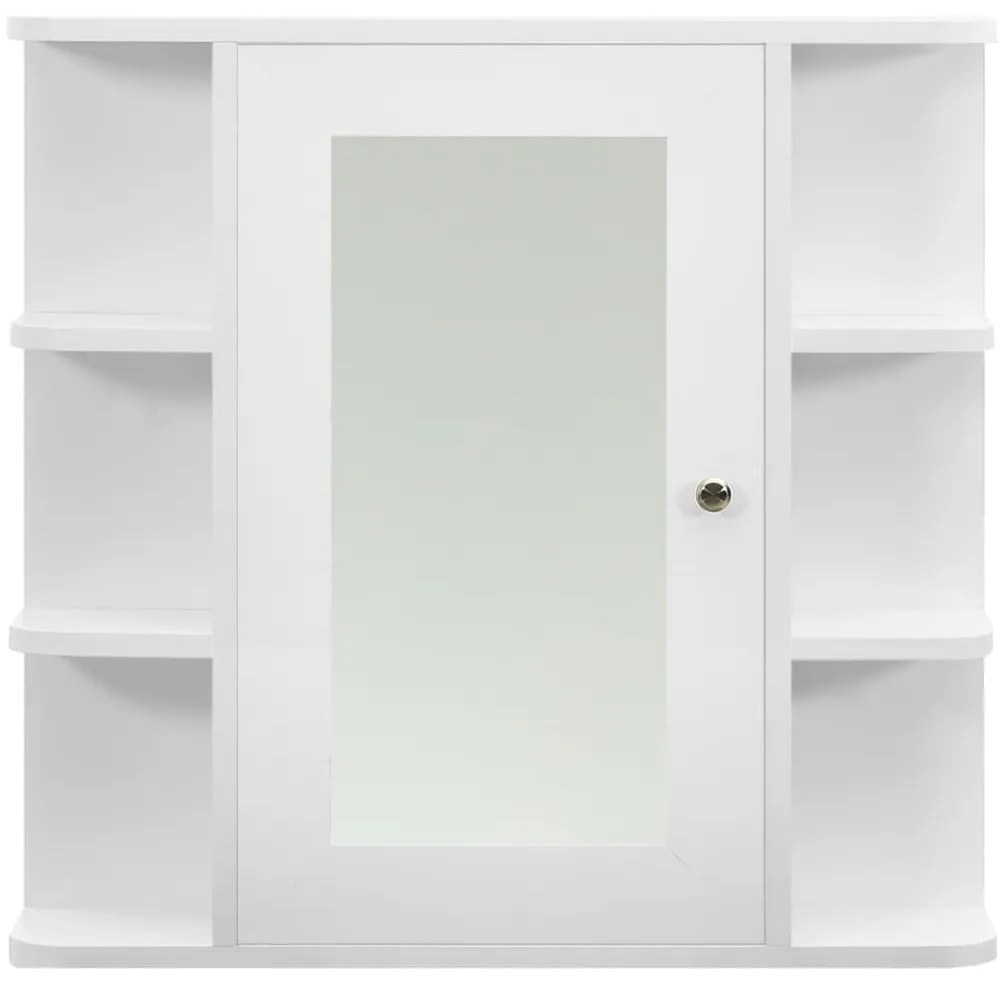 Kúpeľňová skrinka so zrkadlom, biela 66x17x63 cm, MDF