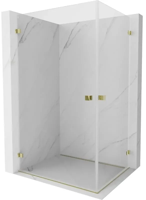 Mexen Lunar-B Duo, výklopný sprchový kút 90 x 70 cm, 8mm číre sklo, zlatý profil, 832-090L-070P-50-00