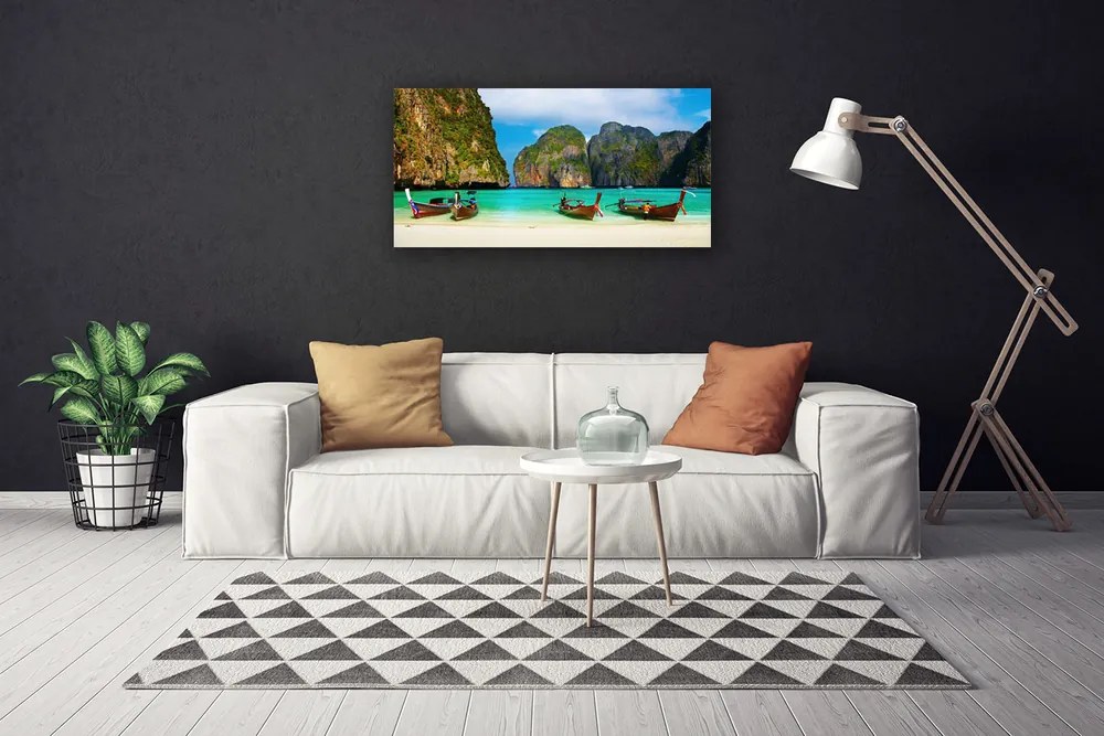 Obraz na plátne Pláž more hory príroda 120x60 cm