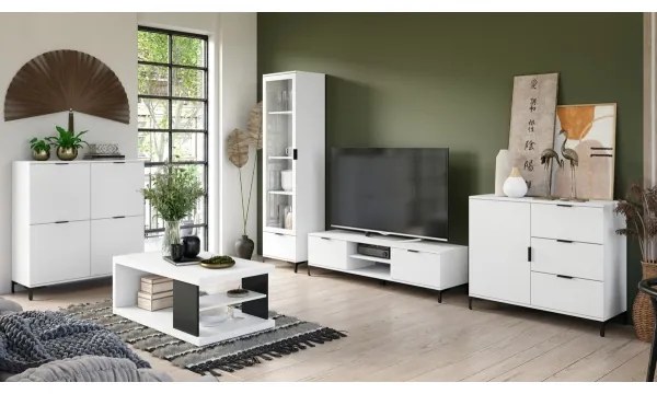 Televízny stolík LORA biela