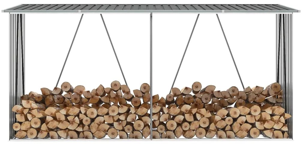 Záhradná kôlňa na drevo galvanizovaná oceľ 330x84x152 cm sivá 44859