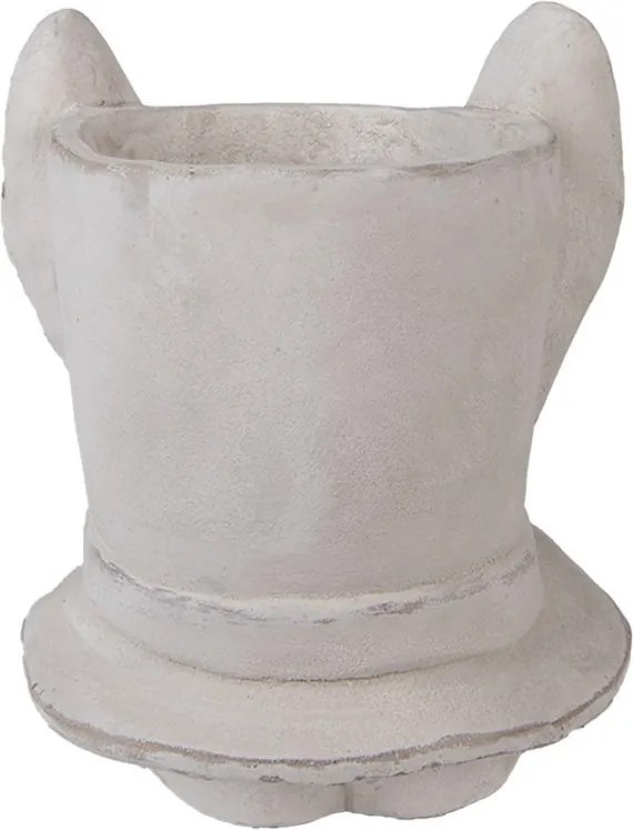 Šedý antik cementový kvetináč králičie uši s klobúkom L - 20*20*25 cm