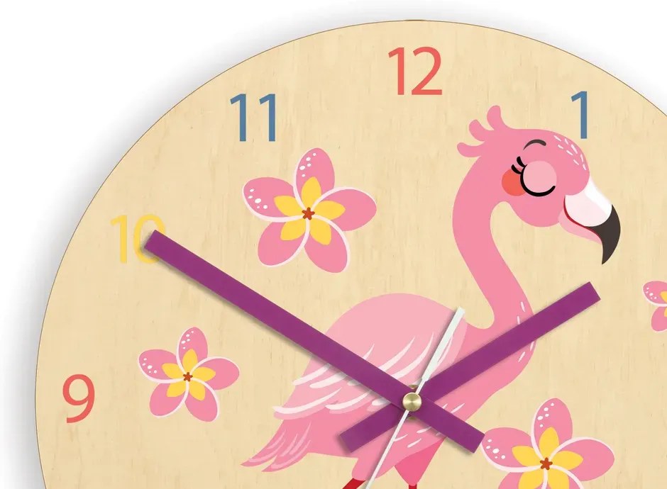 Dětské nástěnné hodiny Ami Plameňák 30 cm vícebarevné