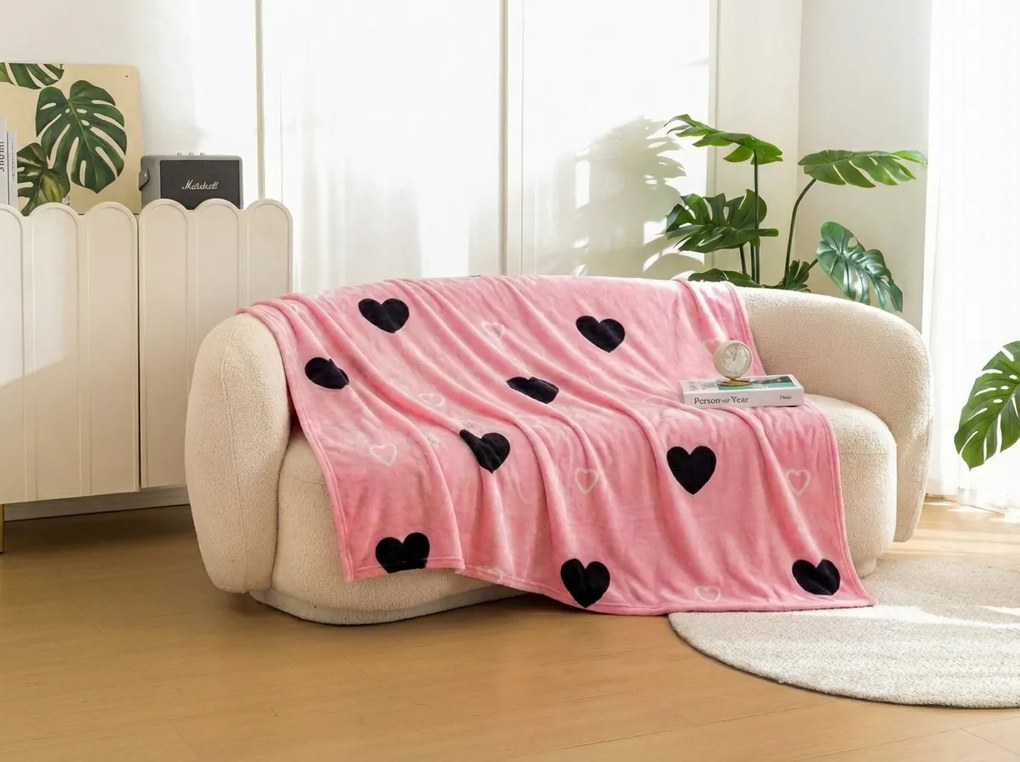 Mikroplyšová deka CORAZON, ružová Rozmer: 200 x 220 cm