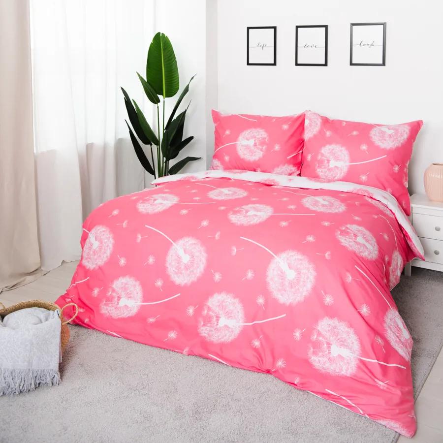 XPOSE® Bavlnené obliečky na dve postele PÚPAVY DUO - ružové/biele