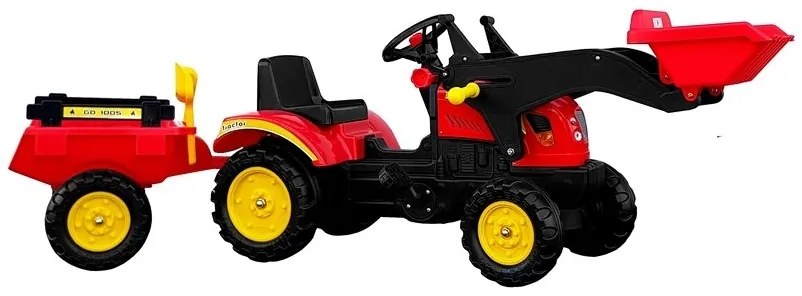 LEAN TOYS Veľký traktor Herman s prívesom a pedálmi 165 cm - červený