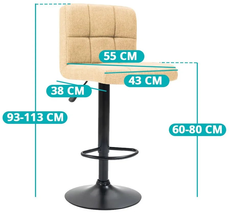 Barové stoličky s látkovým poťahom, 2 ks, rôzne farby - béžová