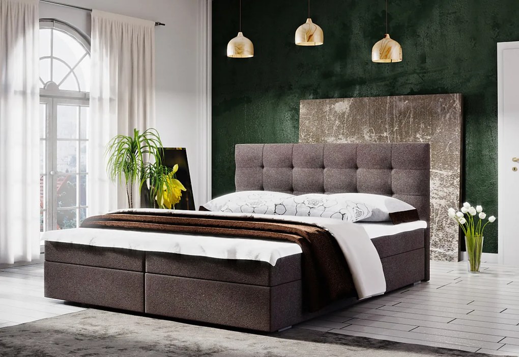 Čalúnená posteľ LAKE 2 + rošt + matrace + topper, 160x200, cosmic14