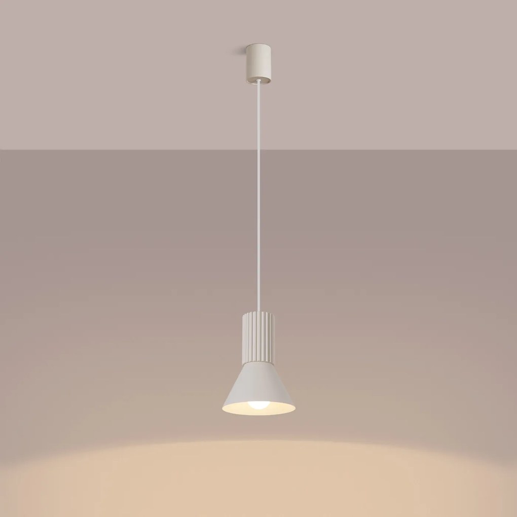 Závesné svietidlo Estria, 1x biele kovové tienidlo, be