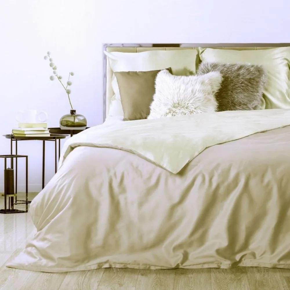 Jemné obojstrané posteľné obliečky krémovej farby 3 časti: 1ks 180x200 + 2ks 70 cmx80