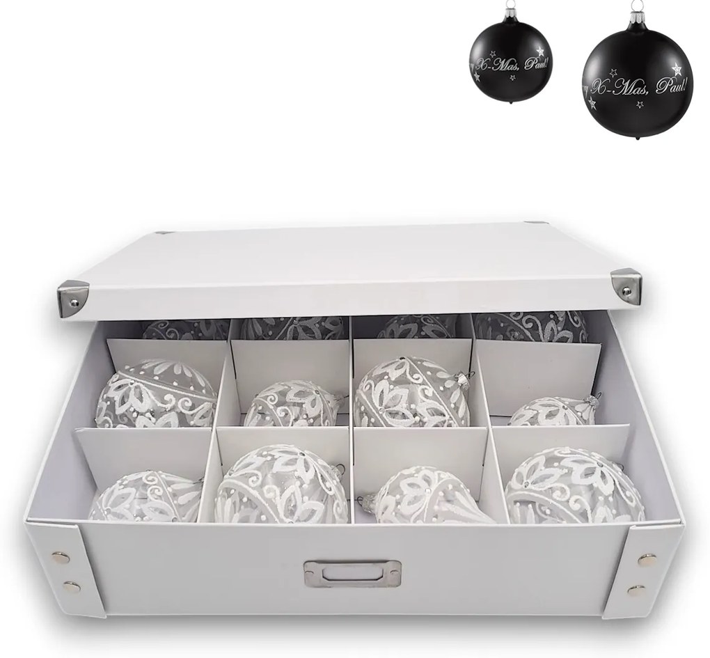 Zeller Present Triediaci organizér s priehradkami na vianočné gule a ozdoby, biely