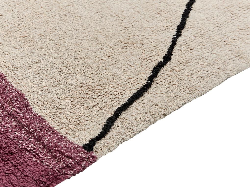 Bavlnený koberec 160 x 230 cm béžová/ružová AFSAR Beliani