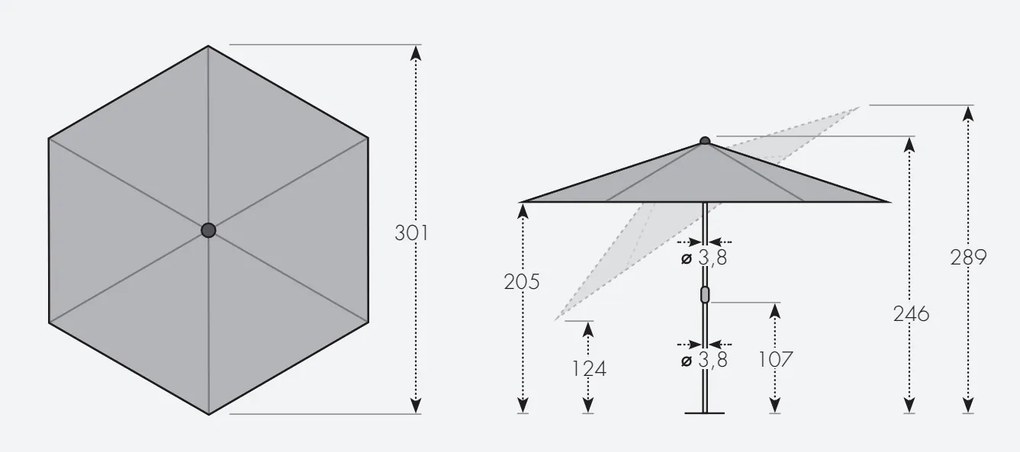 Doppler LIFE 305 cm - naklápací slnečník s kľukou