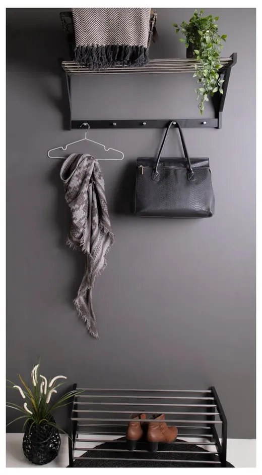 Čierna polička na topánky z topoľového dreva Padova - House Nordic