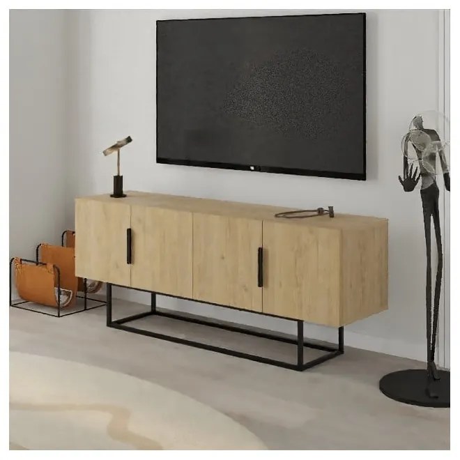 TV stolík v dekore duba v prírodnej farbe 140x55 cm Titan – Marckeric
