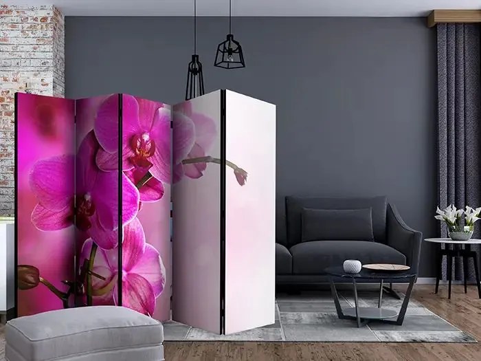 Paraván - Pink orchid II [Room Dividers] Veľkosť: 225x172, Verzia: Akustický