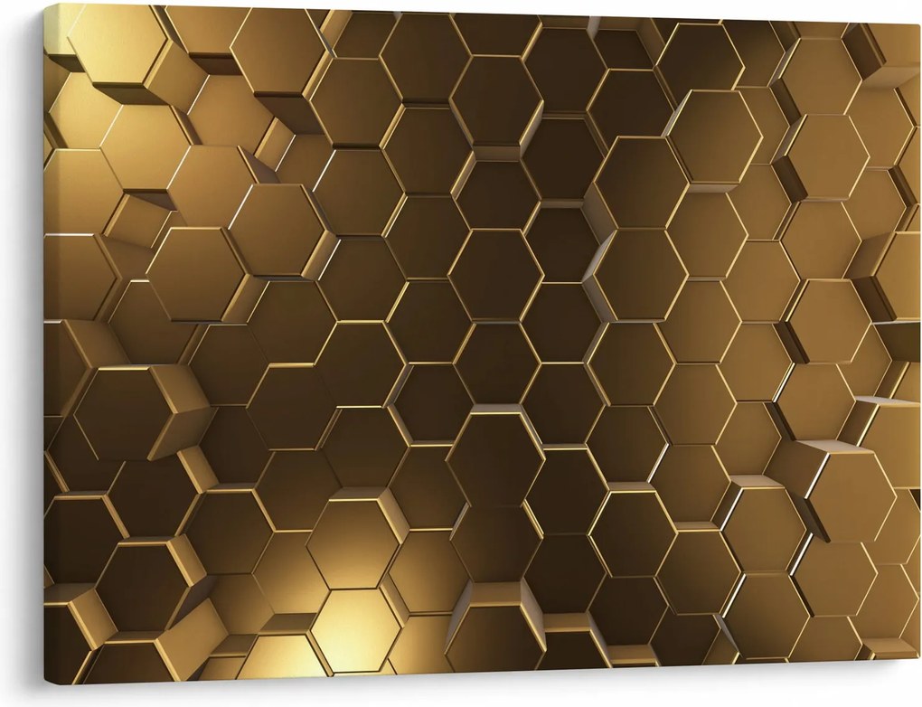 Obraz - Zlaté hexagóny (70x50 cm)