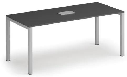 Stôl SQUARE 1800 x 800 x 750, grafit + stolová zásuvka TYP IV, strieborná