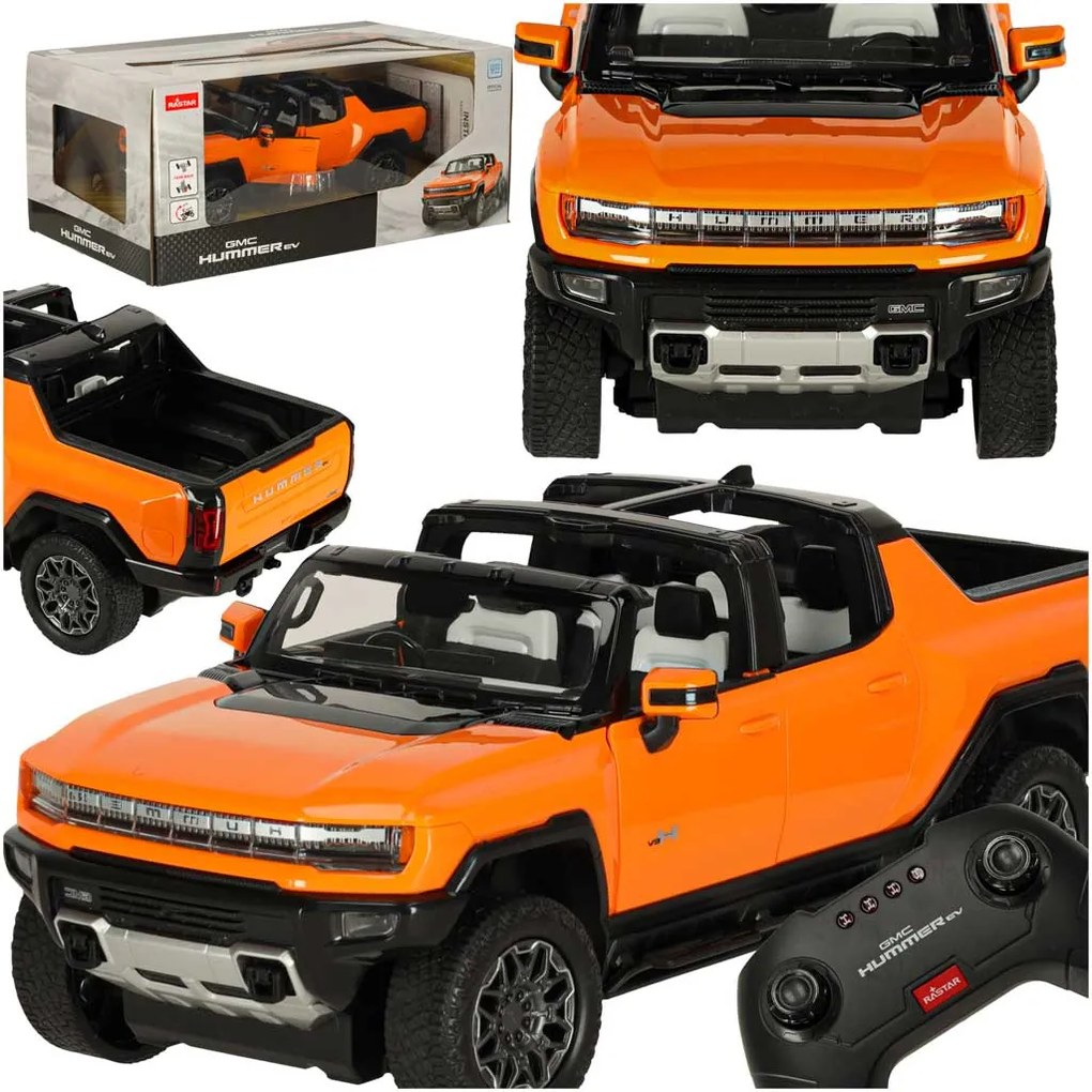 KIK Rastar 93000 Hummer EV RC auto na diaľkové ovládanie, 1:16, oranžové