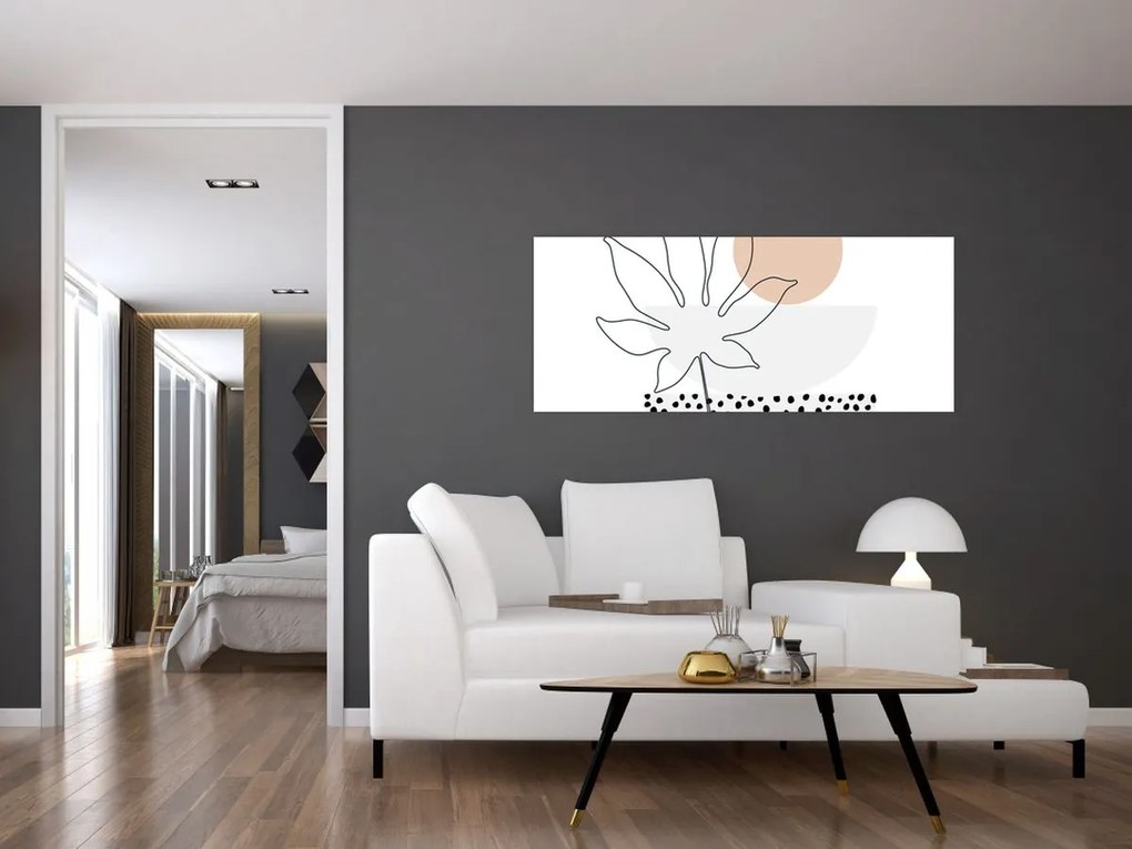 Obraz - Line art kvety N⁰3 (120x50 cm)